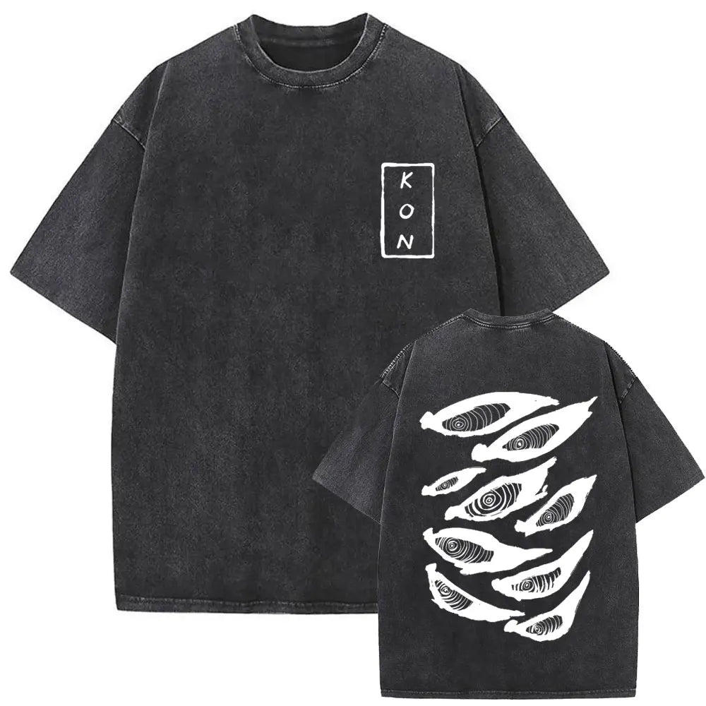 Anime Chainsaw Man Vintage Washed T-shirt Hayakawa Aki Summon Kon Fox Devil Graphic T Shirts Men Women Casual Fashion T-shirts