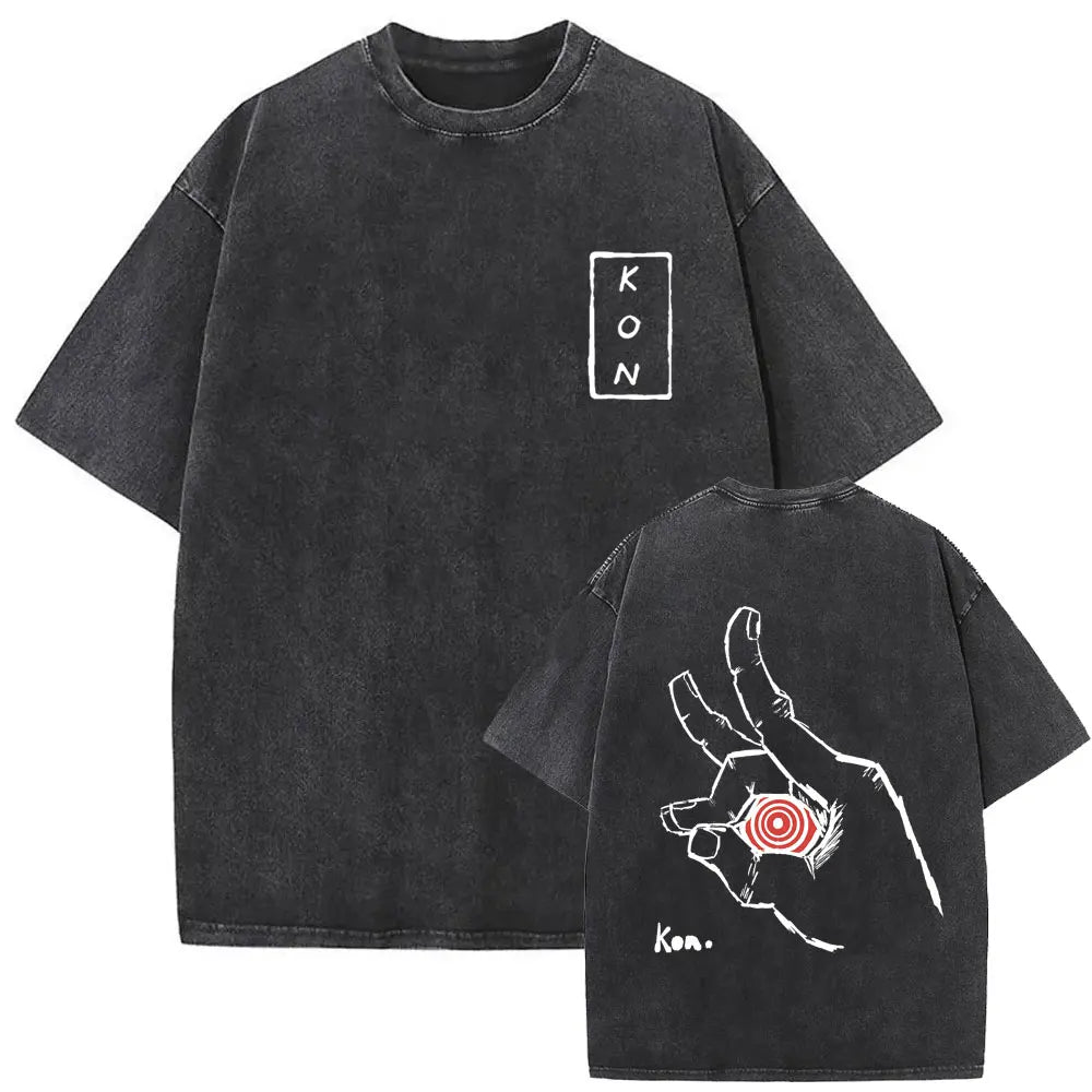 Anime Chainsaw Man Vintage Washed T-shirt Hayakawa Aki Summon Kon Fox Devil Graphic T Shirts Men Women Casual Fashion T-shirts